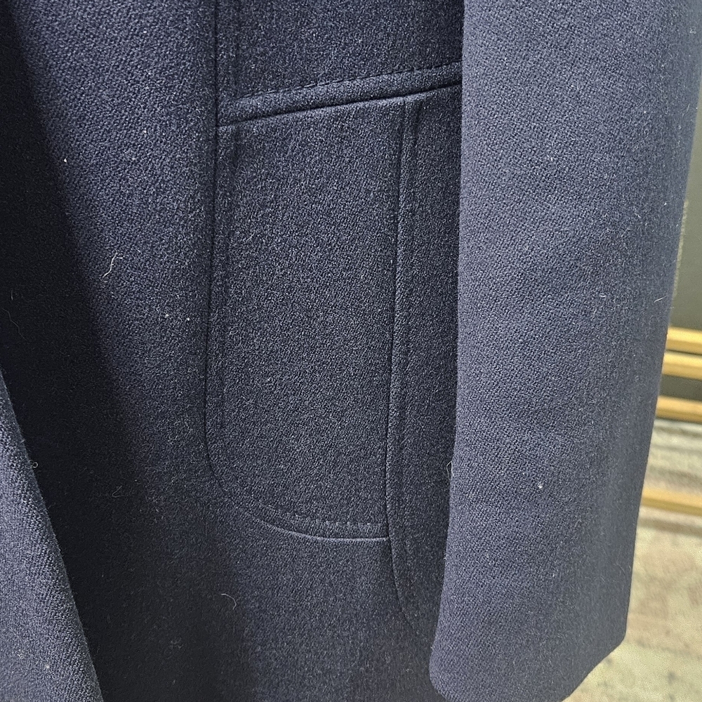 Vintage Navy Wool Coat with Fur Collar – by Sixth Sense –Made in Germany - Picture 8 of 16